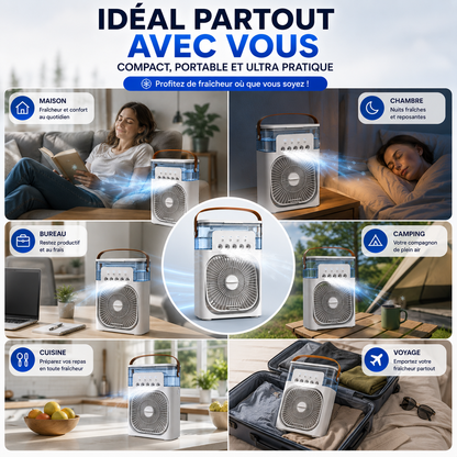 Aorys | Ventilateur Brumisateur Portable 3-en-1